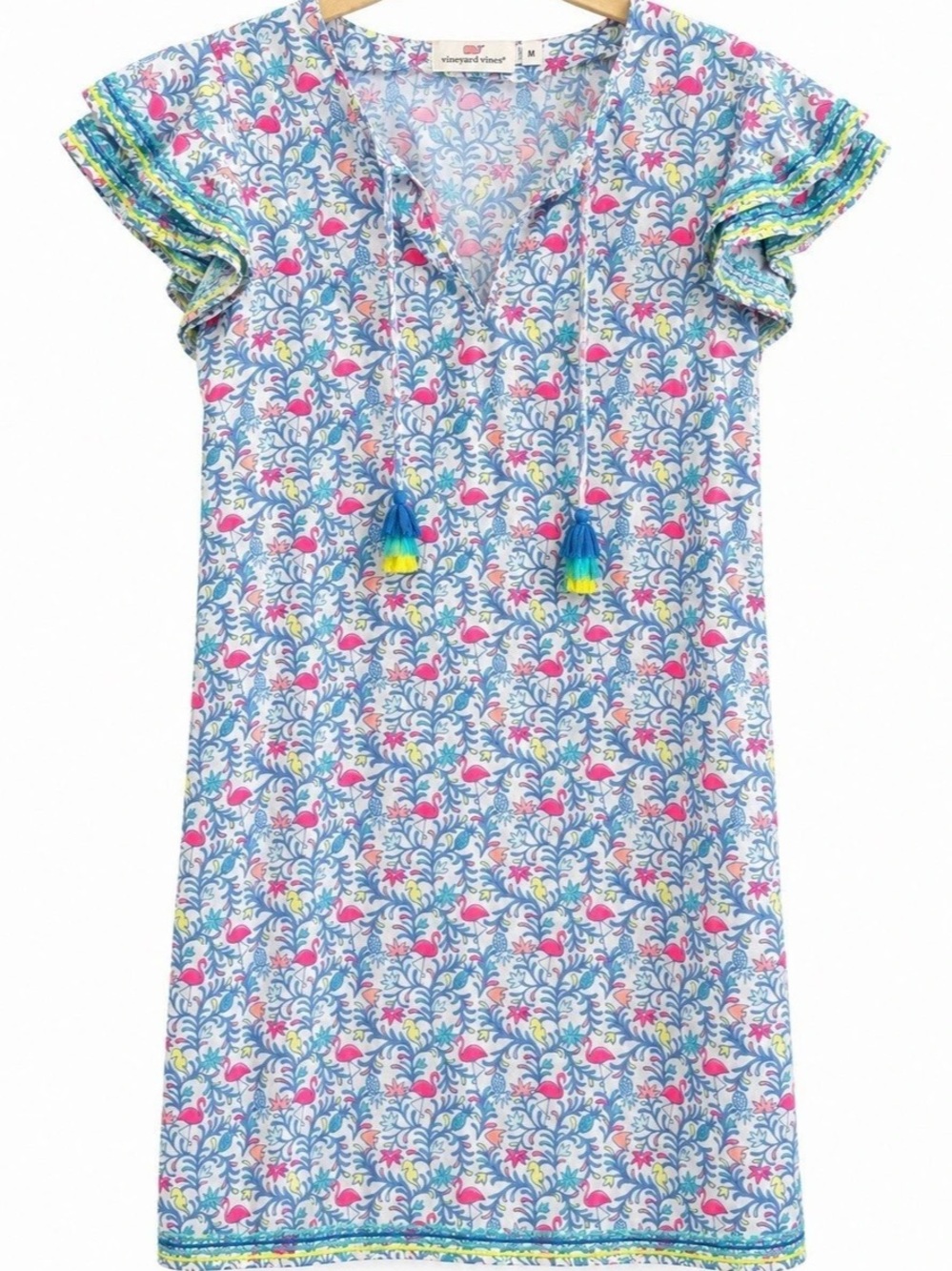 vineyard vines Floral Mini Dress in Blue & Pink Size Medium